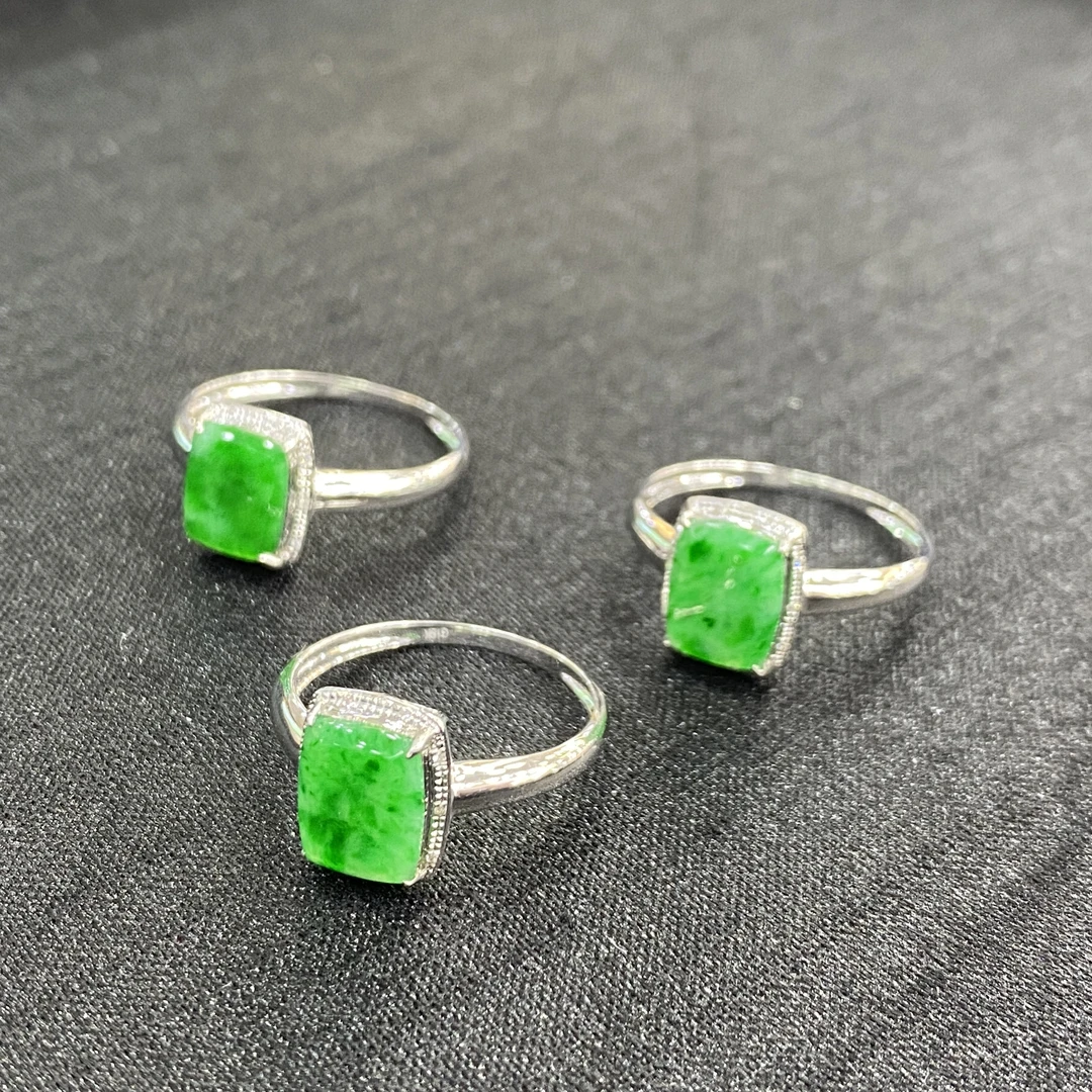 【熊总夫妇】翡翠18K金时尚方形戒指-多样性发一件