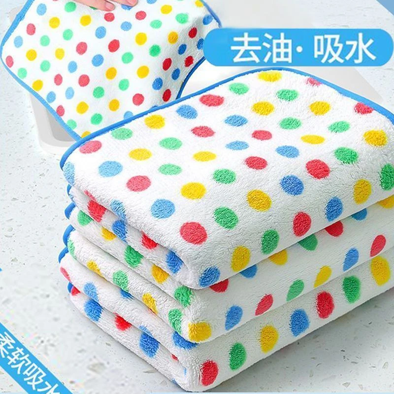 圆点抹布厨房清洁洗碗布不易沾油吸水保洁毛巾家用不掉毛擦鞋湿巾