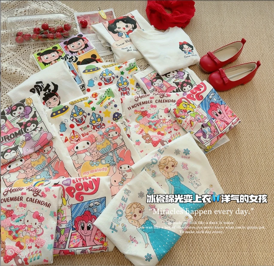 梵米蒂冰瓷棉光变儿童T恤时尚洋气卡通0275