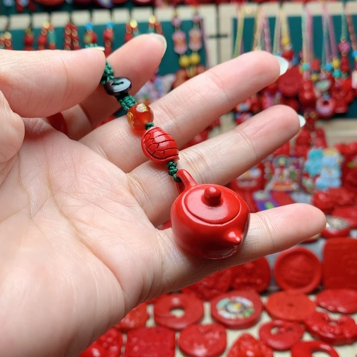 天然辰砂工艺品朱砂钥匙扣