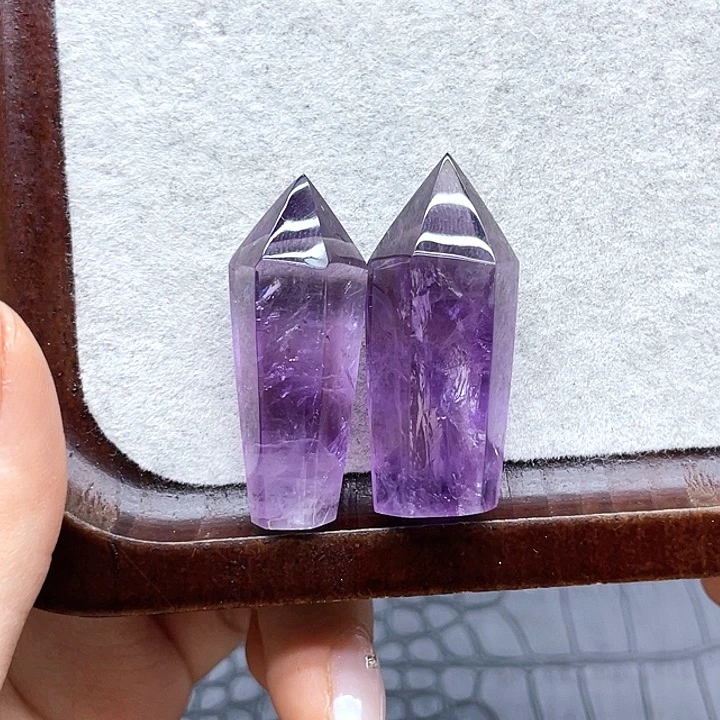 珠宝半成品未镶嵌水晶38紫水柱3.8cm3.9cm