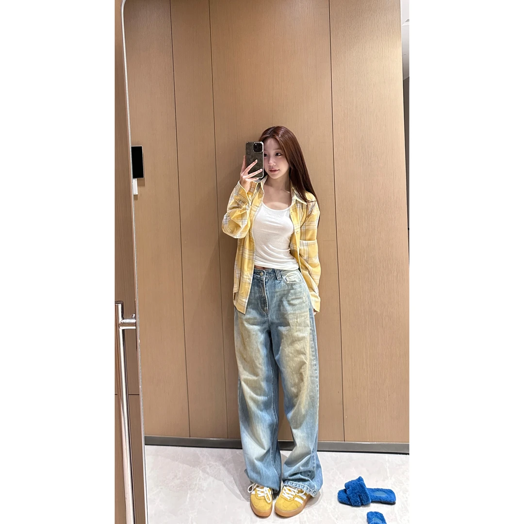 IS LULU | 秋季昏撞色格纹宽松衬衫外套