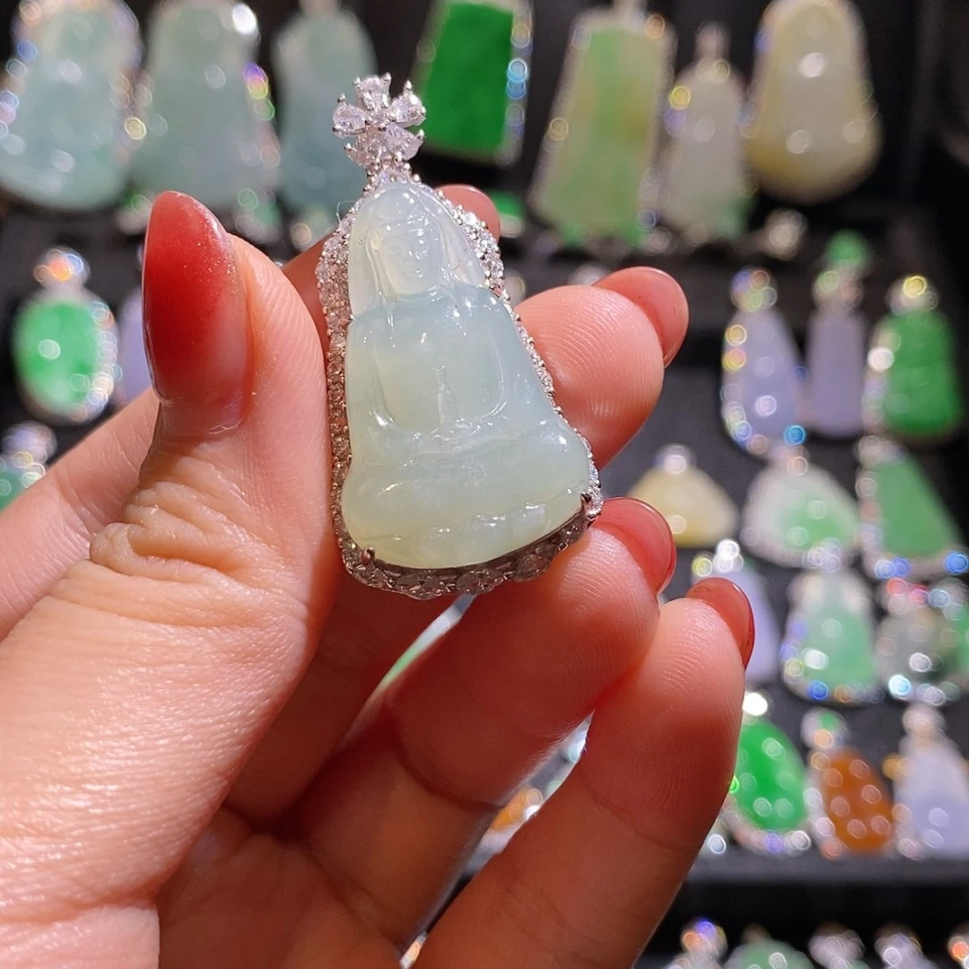 颈饰银S925镶嵌翡翠天然翡翠