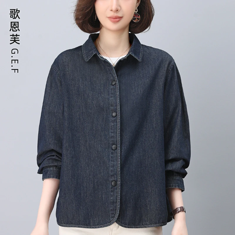 休闲牛仔衬衫女2025新款小个子短款洋气百搭妈妈长袖上衣夹克外套