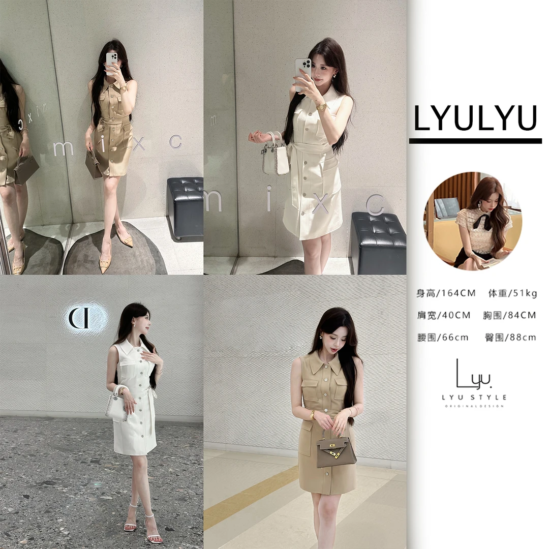 LYU【玫瑰日记】关芝芝同款多口袋无袖收腰连衣裙预VVX4LYQ3514