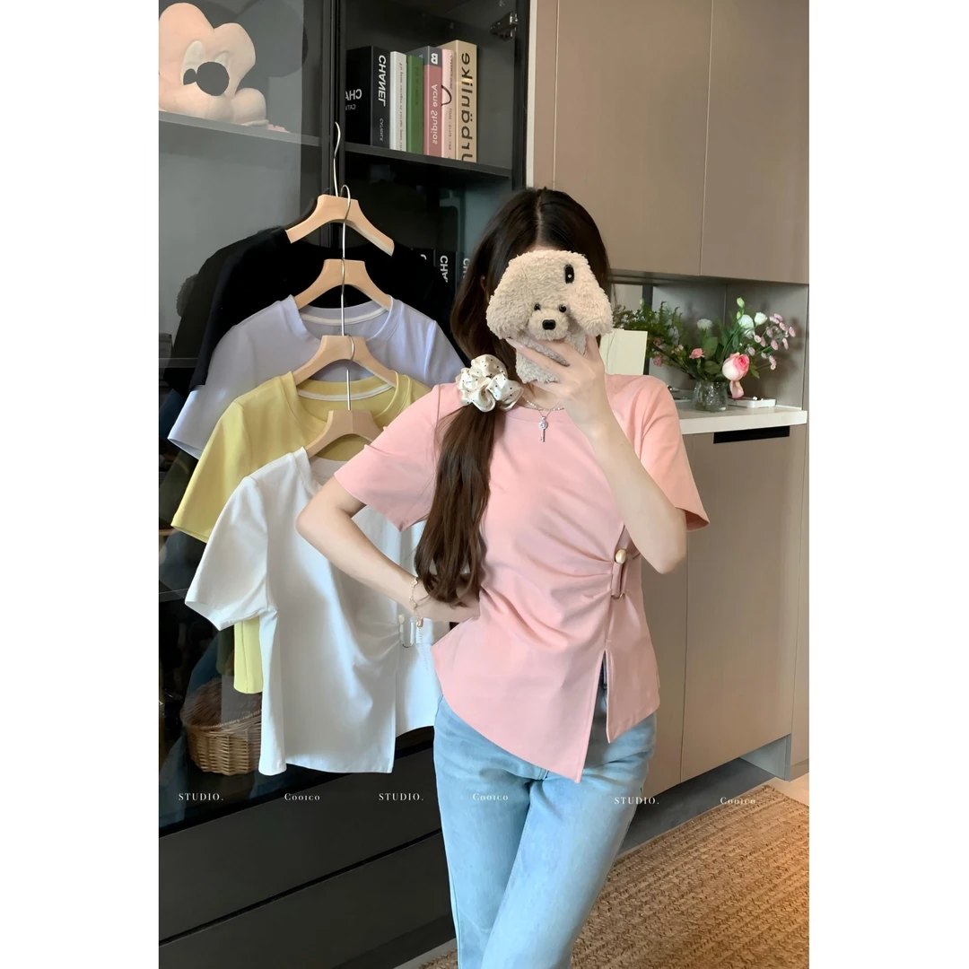 大码微胖国风短袖T恤女装夏季白色内搭体恤胖MM遮肉显瘦别致上衣