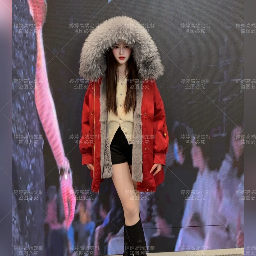 【缪斯女神獭兔毛】新款派克外套可拆卸内胆冬季连帽