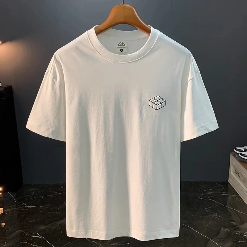 Cebrodz重磅男装短袖T恤宽松吸汗透气夏季新款潮流男士白色体恤