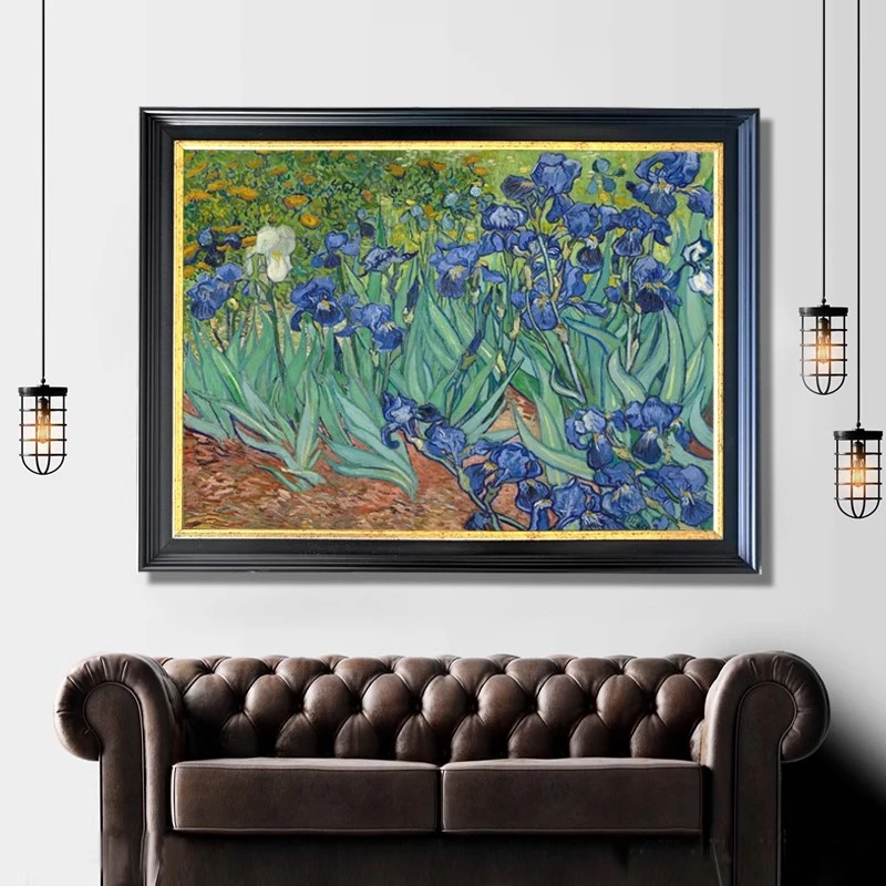 世界名画梵高鸢尾花喷绘油画古原艺术装饰画