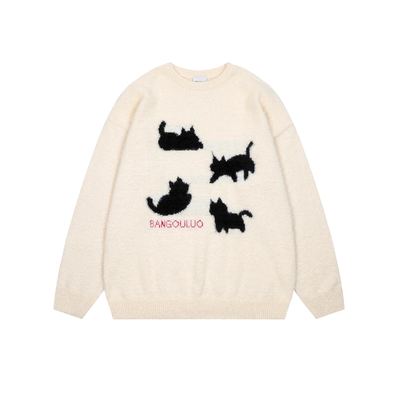 MTVO迈特优冬季圆领小狗针织衫男宽松保暖百搭潮流时尚针织衫6091