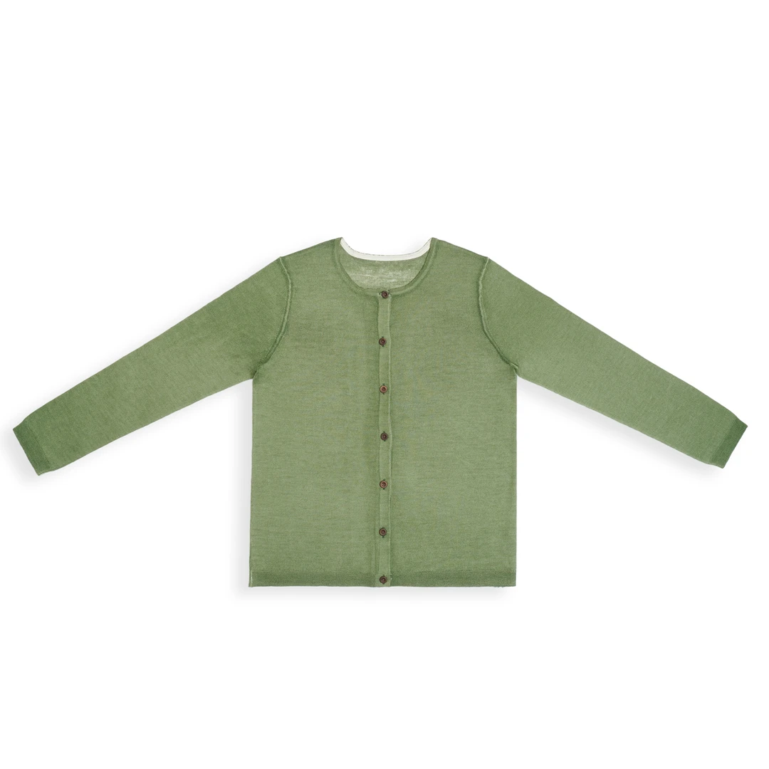 雅比那【印彩云追】精纺百搭长袖圆领羊绒开衫