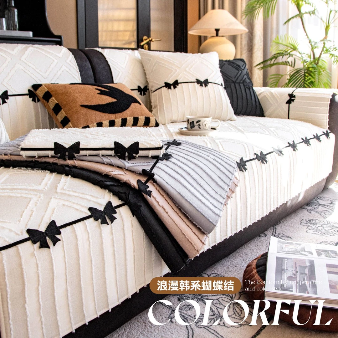 法式轻奢沙发垫一片式直排防滑皮沙发坐垫子四季通用防猫抓沙发巾