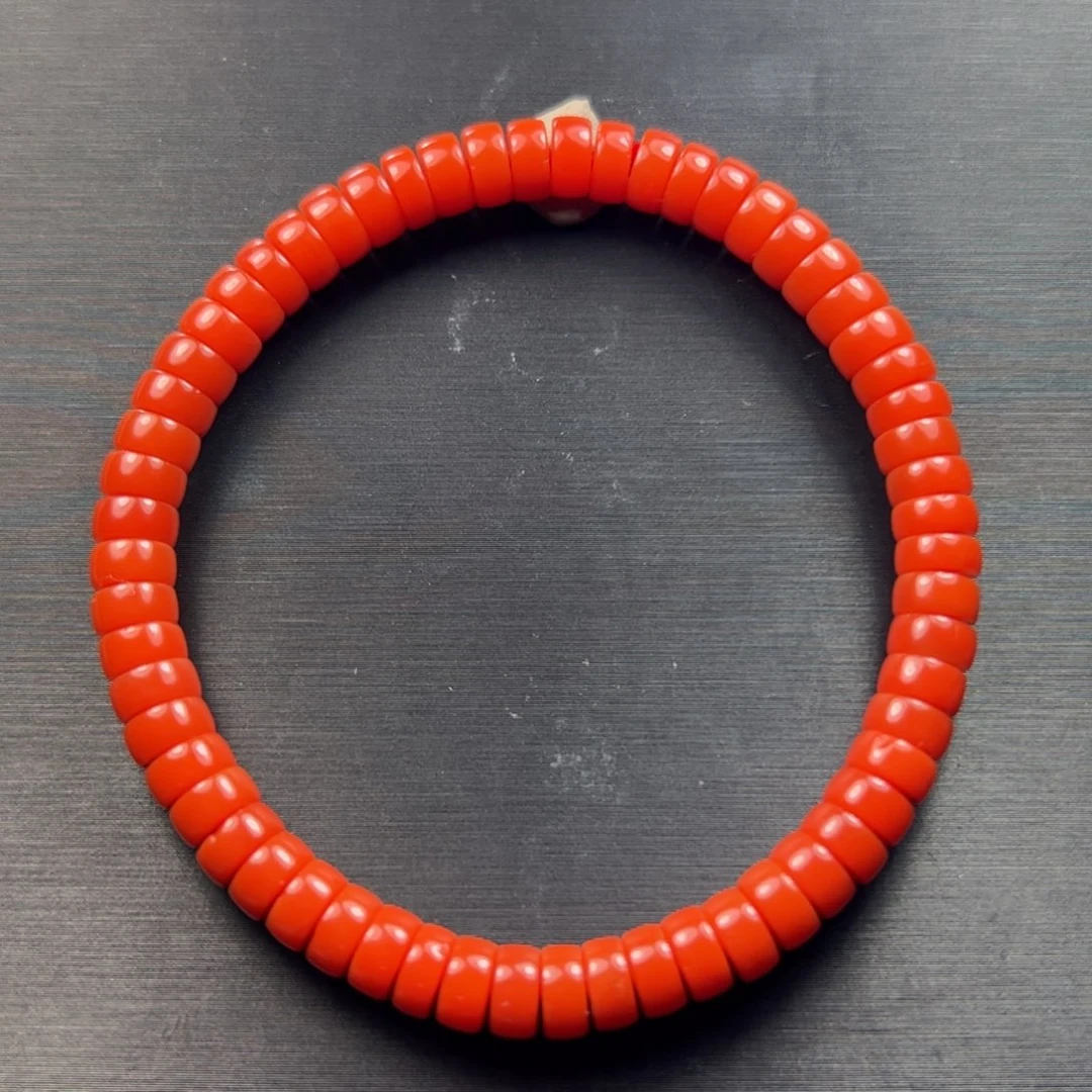 南红玛瑙未镶嵌药片手串东山大水沟柿子红卡6m药片手串