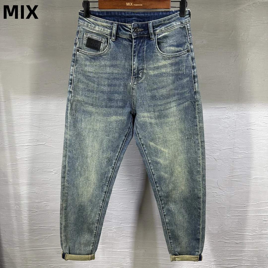 2025夏季简约小标水洗牛仔裤舒适百搭男长裤（锥形微宽松）29306