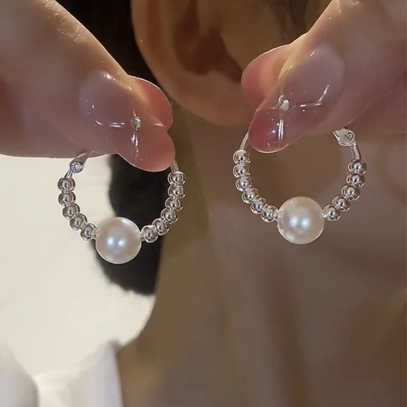 925银针刘亦菲同款珍珠耳环精致耳圈小众高级耳钉耳饰女2025新款