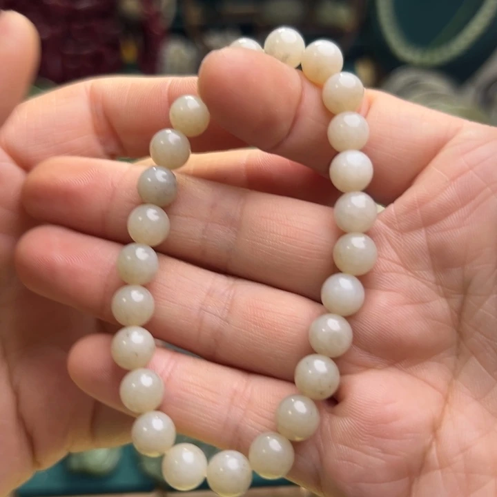 和田玉手链未镶嵌藕粉卡8