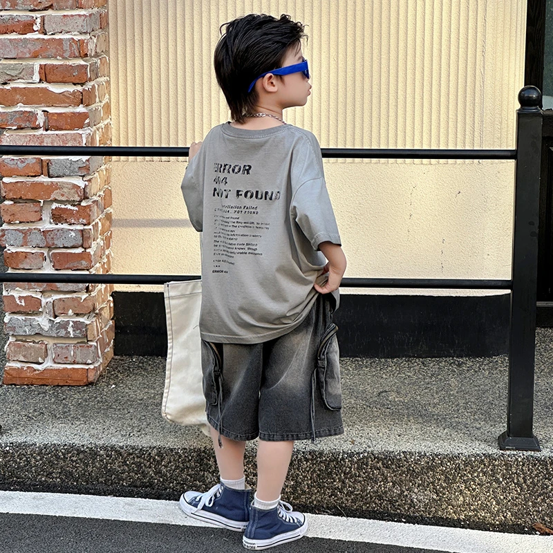 男童夏装套装2025新款儿童炸街夏季衣服男孩帅气宽松潮痞帅两件套