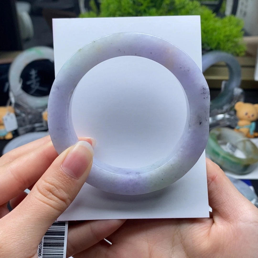 未镶嵌手镯定制翡翠紫底特色细圆