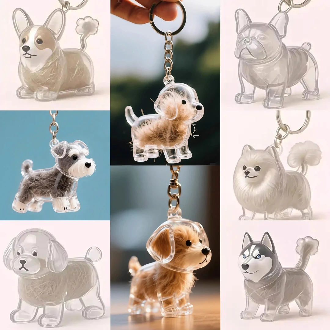 猫咪狗狗宠物透明挂件毛发收纳盒可爱动物装饰纪念防尘盒小猫礼物
