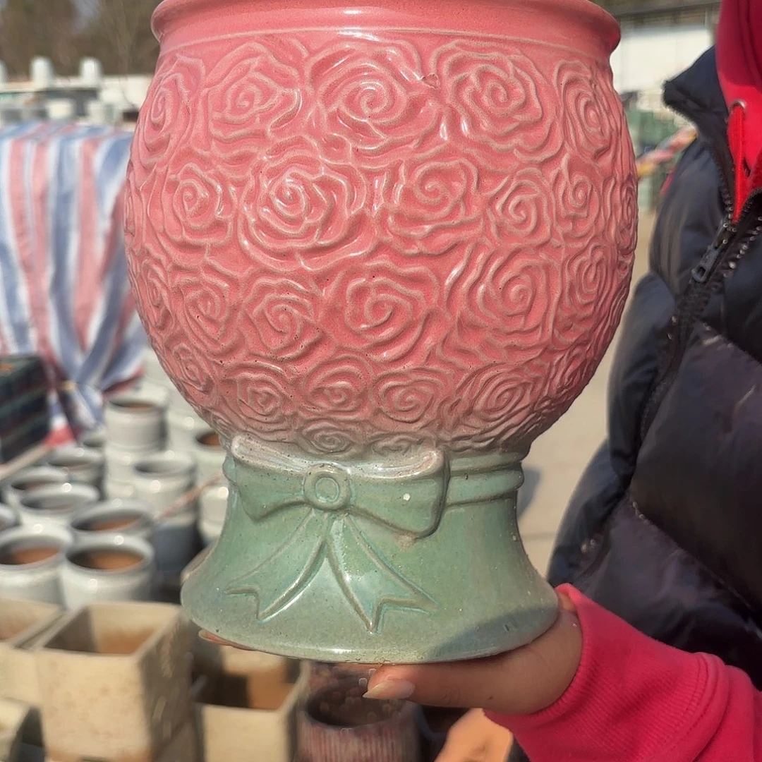 紫砂花盆玫瑰球一个口径18高度23