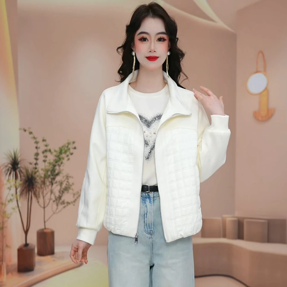 2025年春季新款气质优雅时尚百搭减龄洋气立领宽松休闲外套1M-3XL