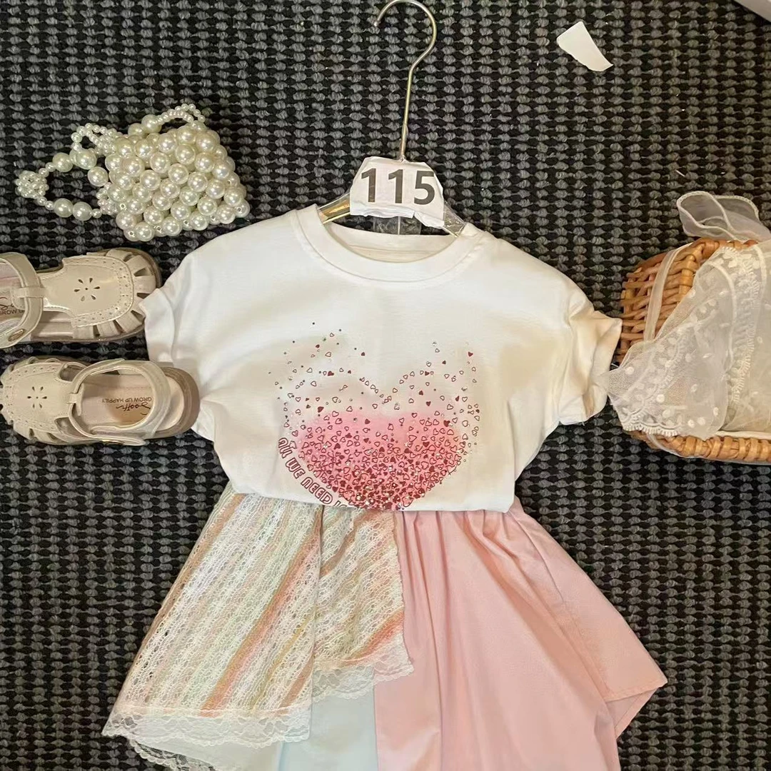 【127】-女童学院风套装夏季2025新款儿童服装卡通两件套115