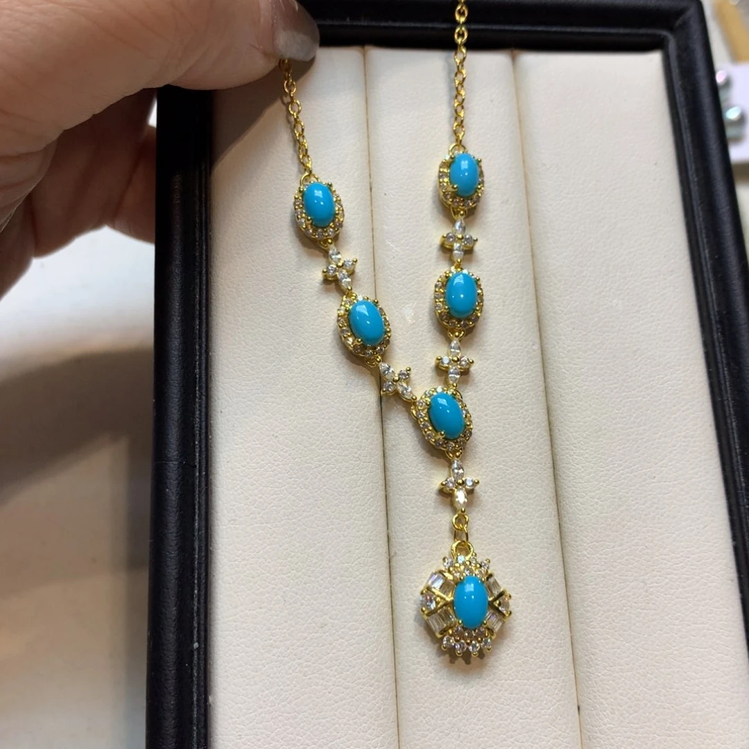 绿松石银S925镶嵌颈饰