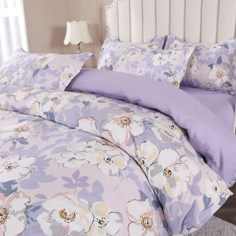 【紫梦如仙】床上三件套加厚磨毛斜纹面料柔软透气不起球不褪色