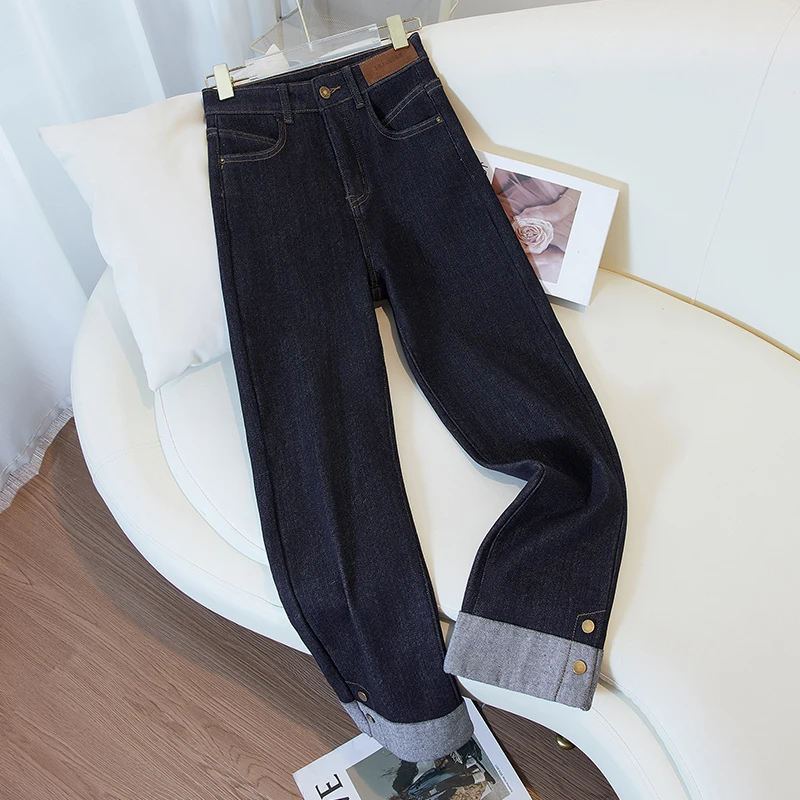 高腰弹力春秋小个子烟管裤直筒裤烟管裤牛仔裤女修身显瘦百搭8773