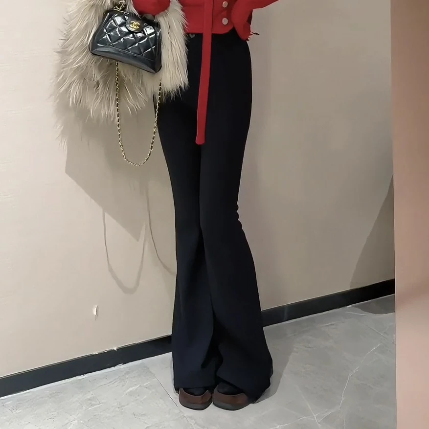 【CCDZ】秋冬新款时尚百搭显瘦高腰加绒喇叭裤女
