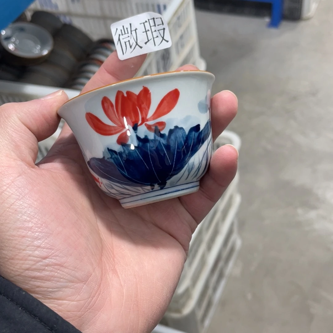 釉下手绘茶具微瑕