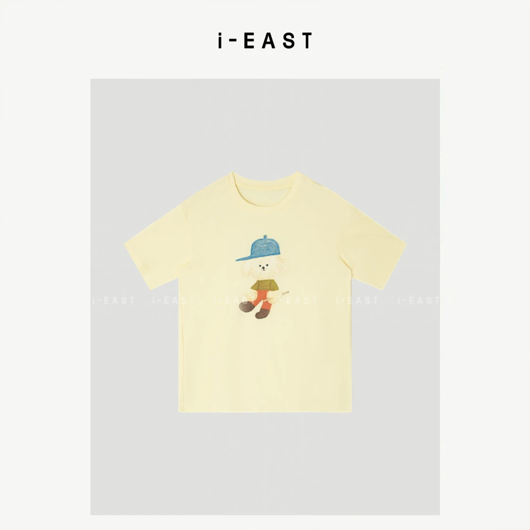 i-EAST NN 小熊日记~时尚百搭小熊短袖上衣-5X SY8820