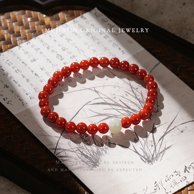 天然玛瑙手串女款约6m送女朋友礼物时尚串珠手链TT3094