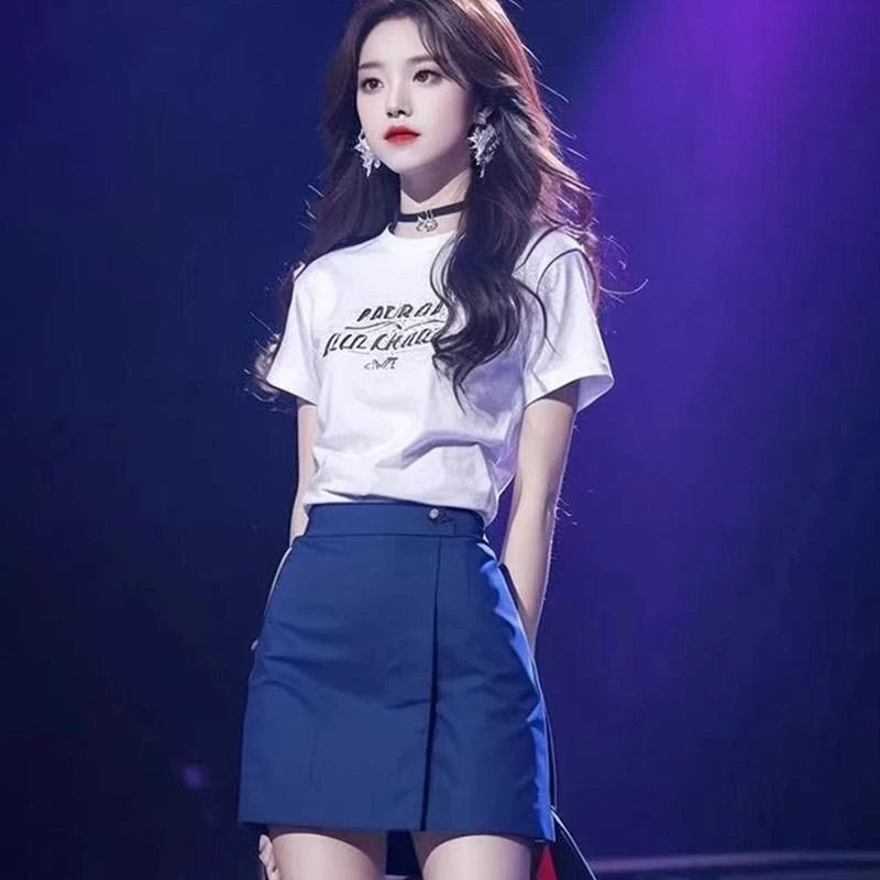 2025法式爆款气质高级感白色T恤短裙两件套女夏季新款高级感套装