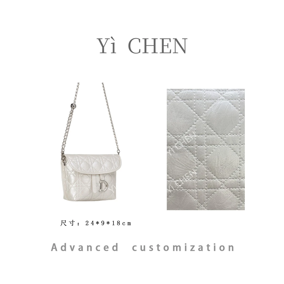 【Yì CHEN】GQ-2996-珠光白 菱格   时尚女士新款手提单肩斜挎包