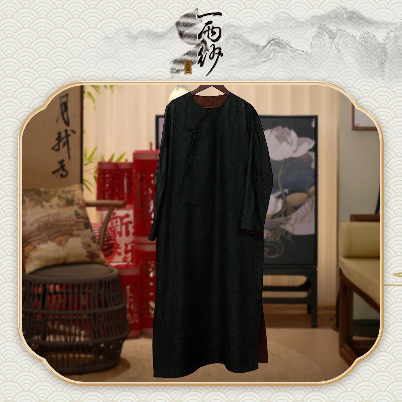 【禅修】239629Q-B436桑蚕丝绫香云纱连衣裙长袍新中式45