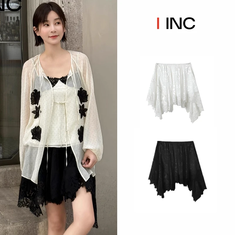 ICE DUST 25SS春夏烧花不规则短裙设计感A字半身裙