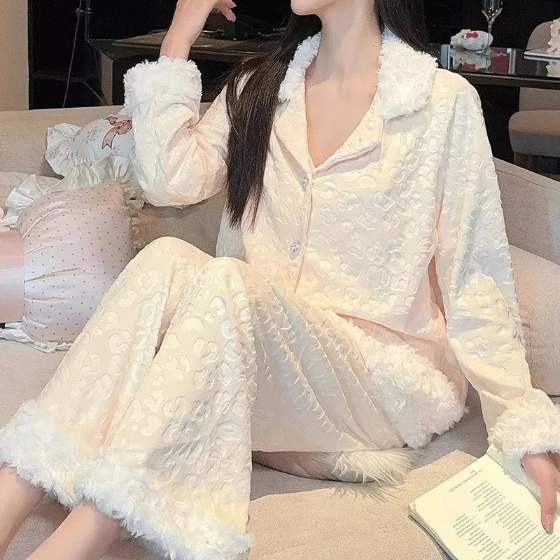 【直播专属(400-450)编码】 海岛绒双面绒加厚纯欲春秋睡衣服家居服