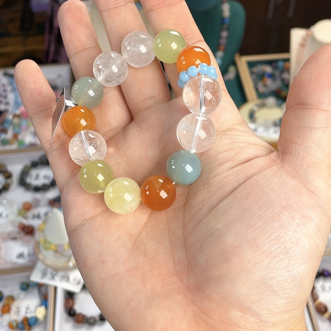 水晶手链银S925镀金镶嵌