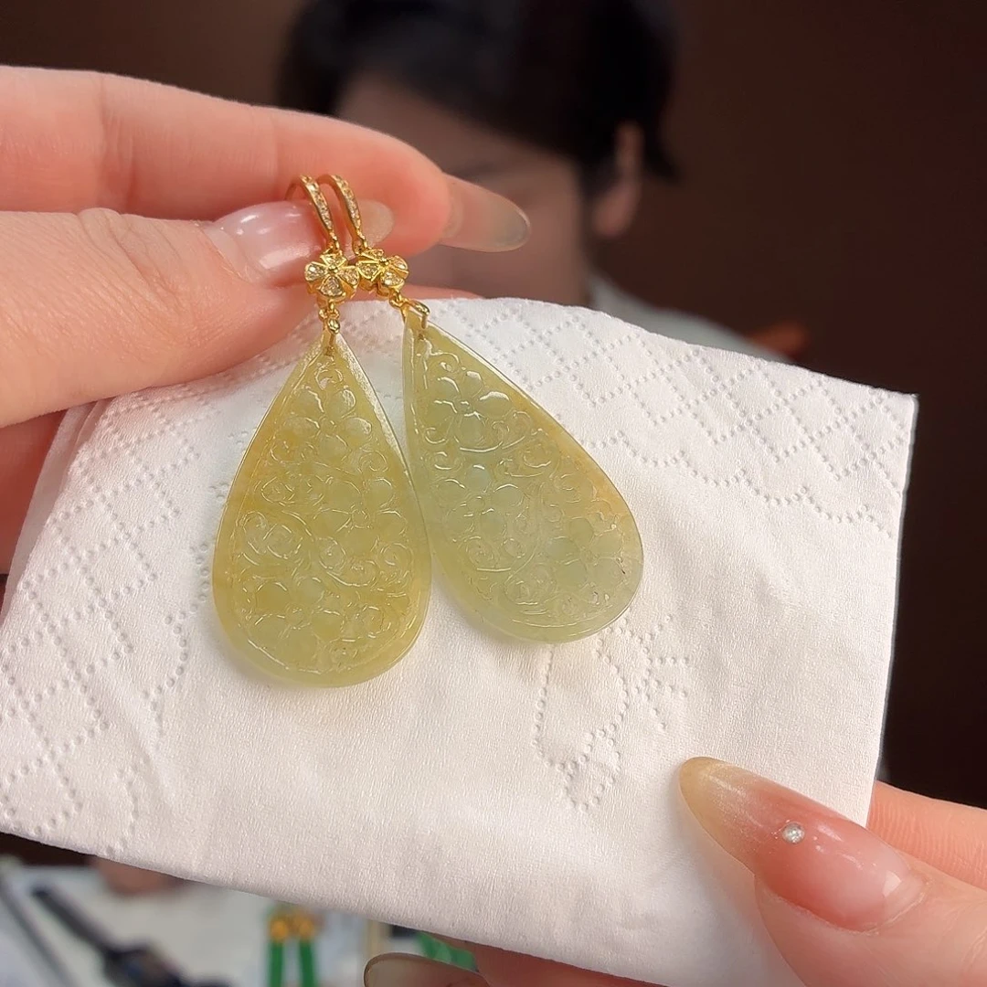 翡翠银S925镶嵌耳饰