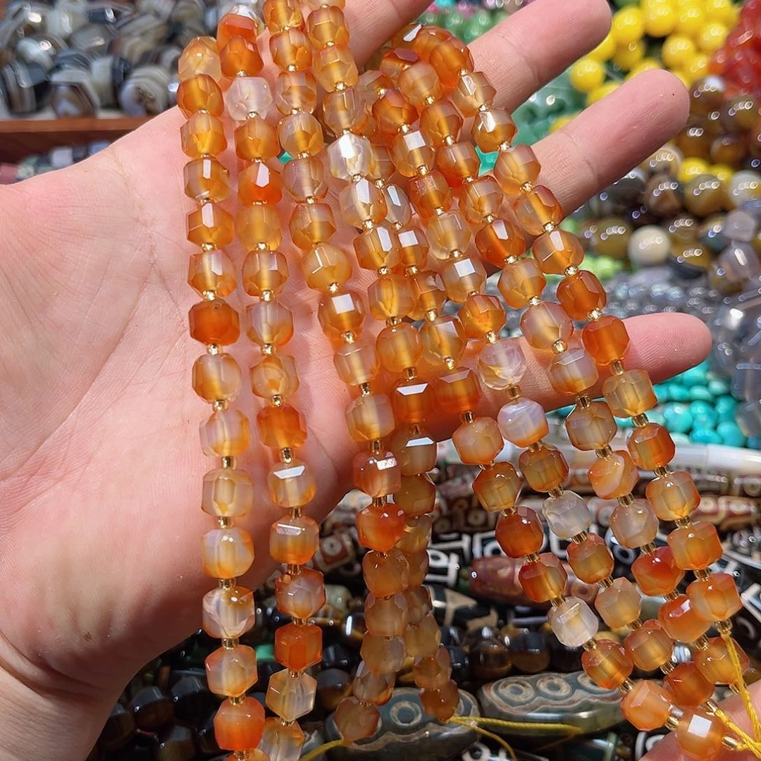 玛瑙/玉髓合金珠宝半成品玛瑙一条方糖切角8.5mm