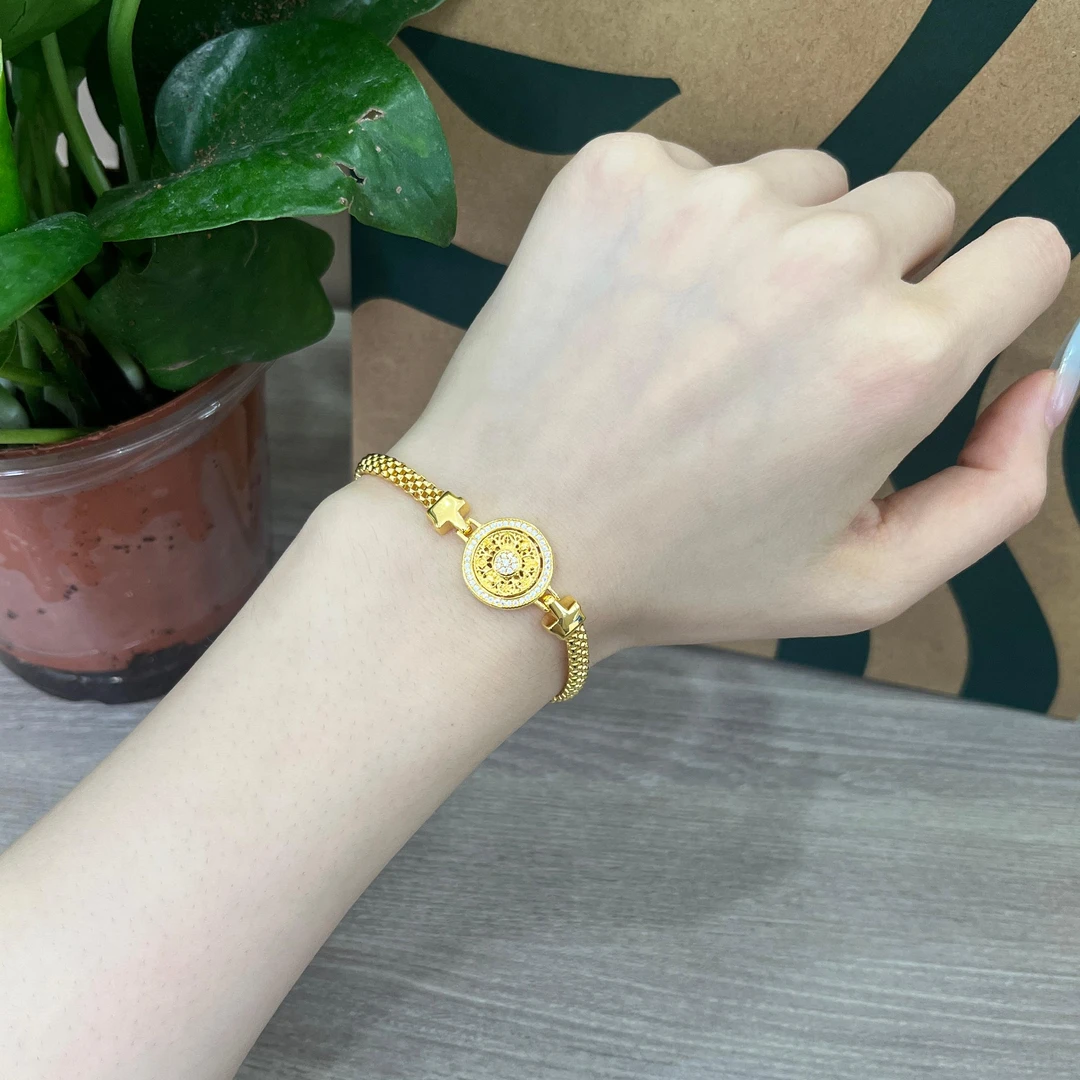 足银手链 足银镀金【罗盘手表手链】时尚精致旋转罗盘可调节