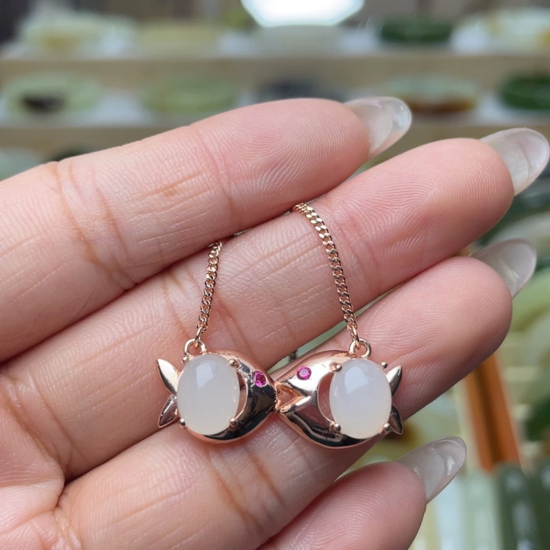 和田玉银S925镶嵌颈饰