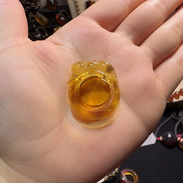 琥珀戒指未镶嵌卧***业18+戒圈