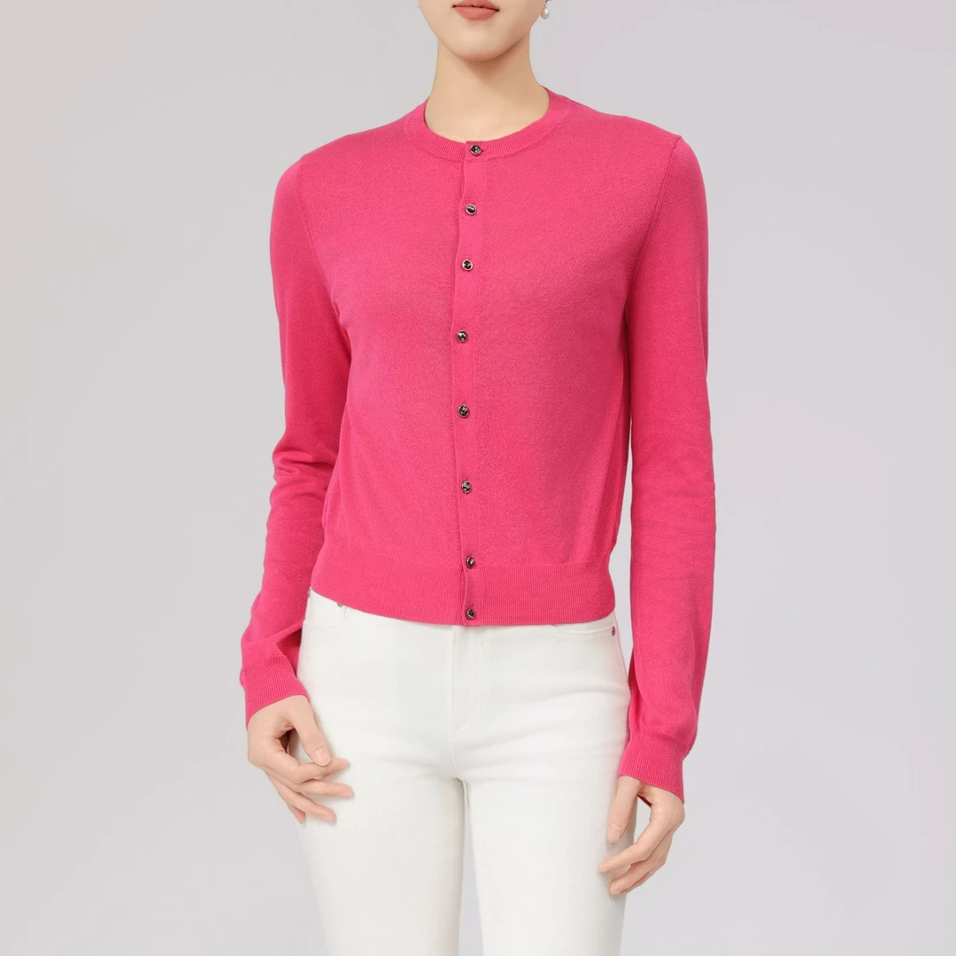 AMASS/阿玛施气质舒适简约衬衣新款百搭圆领针织开衫5499262