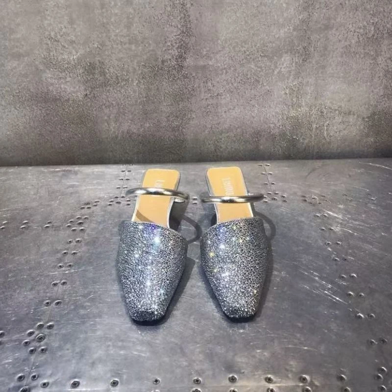 欧货潮鞋LEMO乐魔2025夏新款真皮水钻时尚性感包头拖5E7-558-173