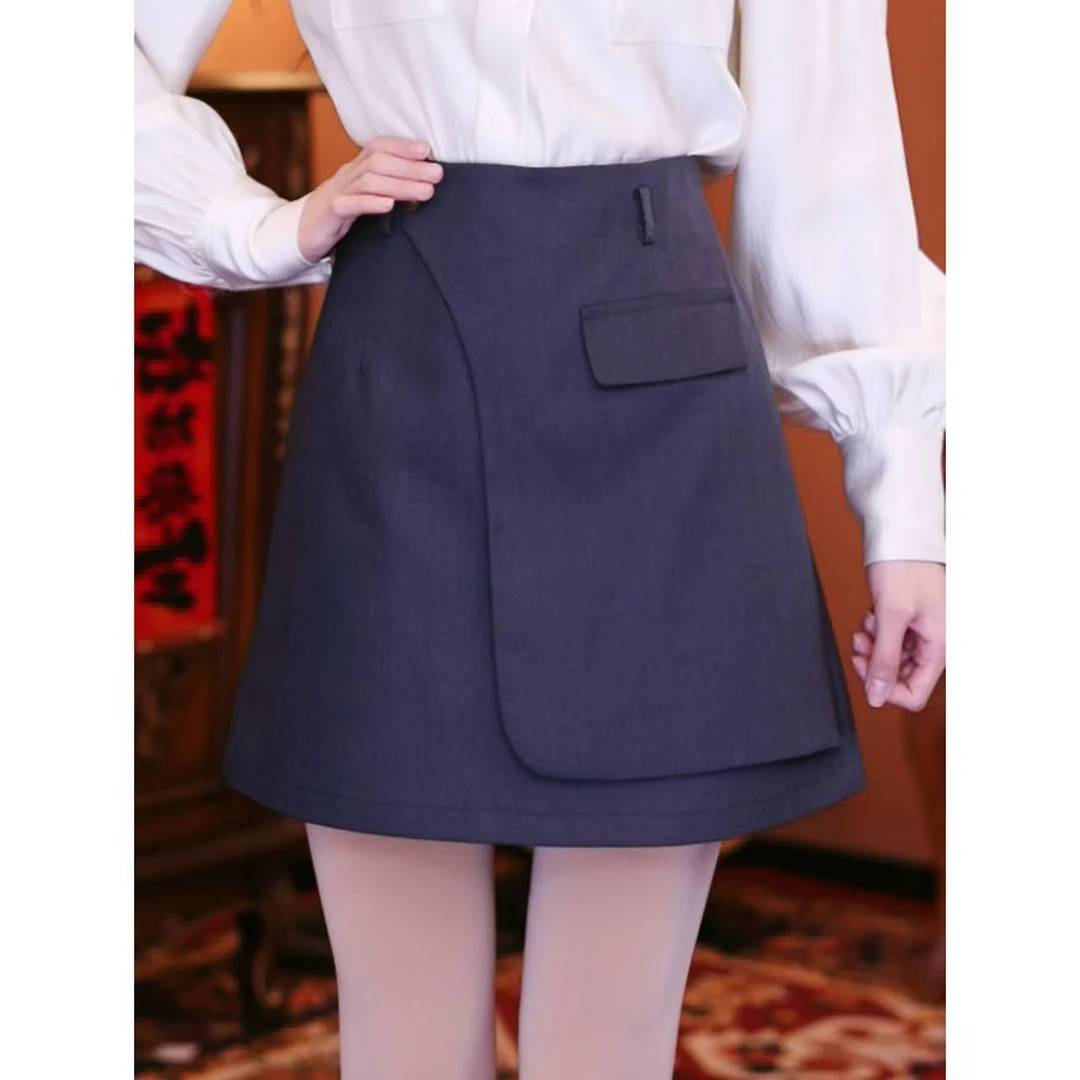 牧子【永恒灿烂】复古百搭显瘦高腰女装短裙01382