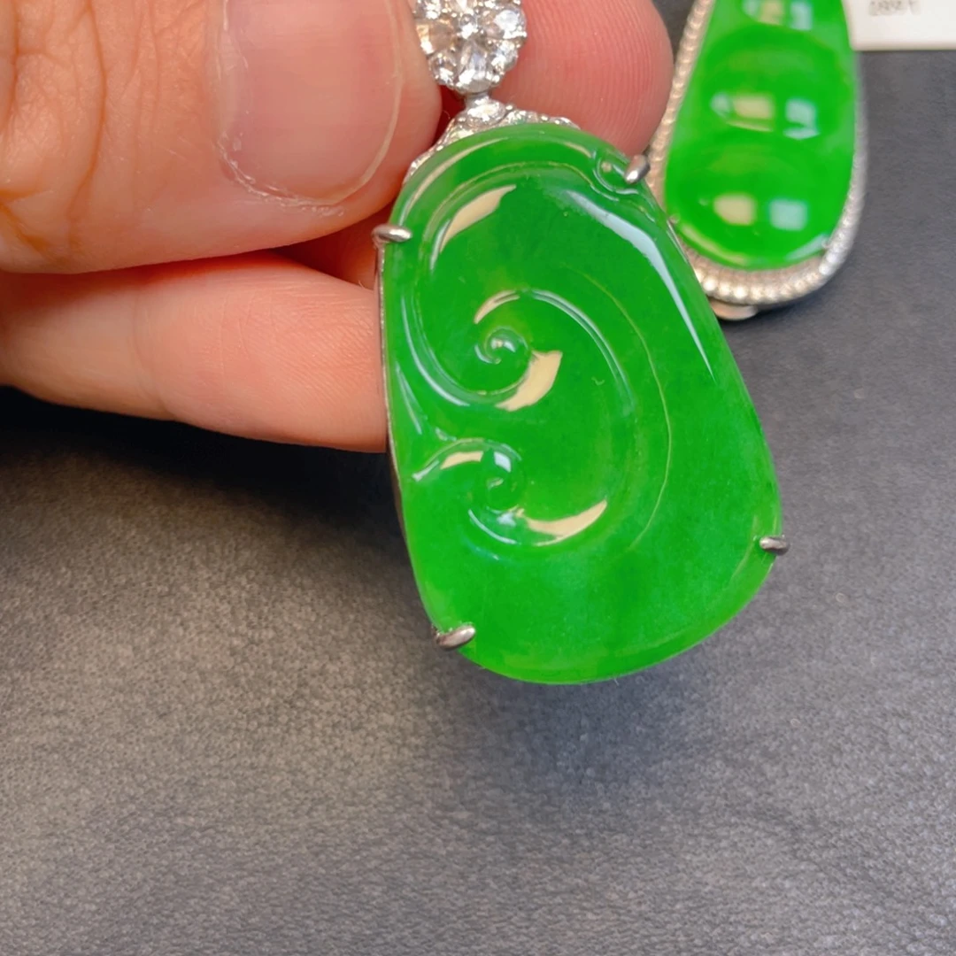 翡翠银S925镶嵌吊坠(不含链)