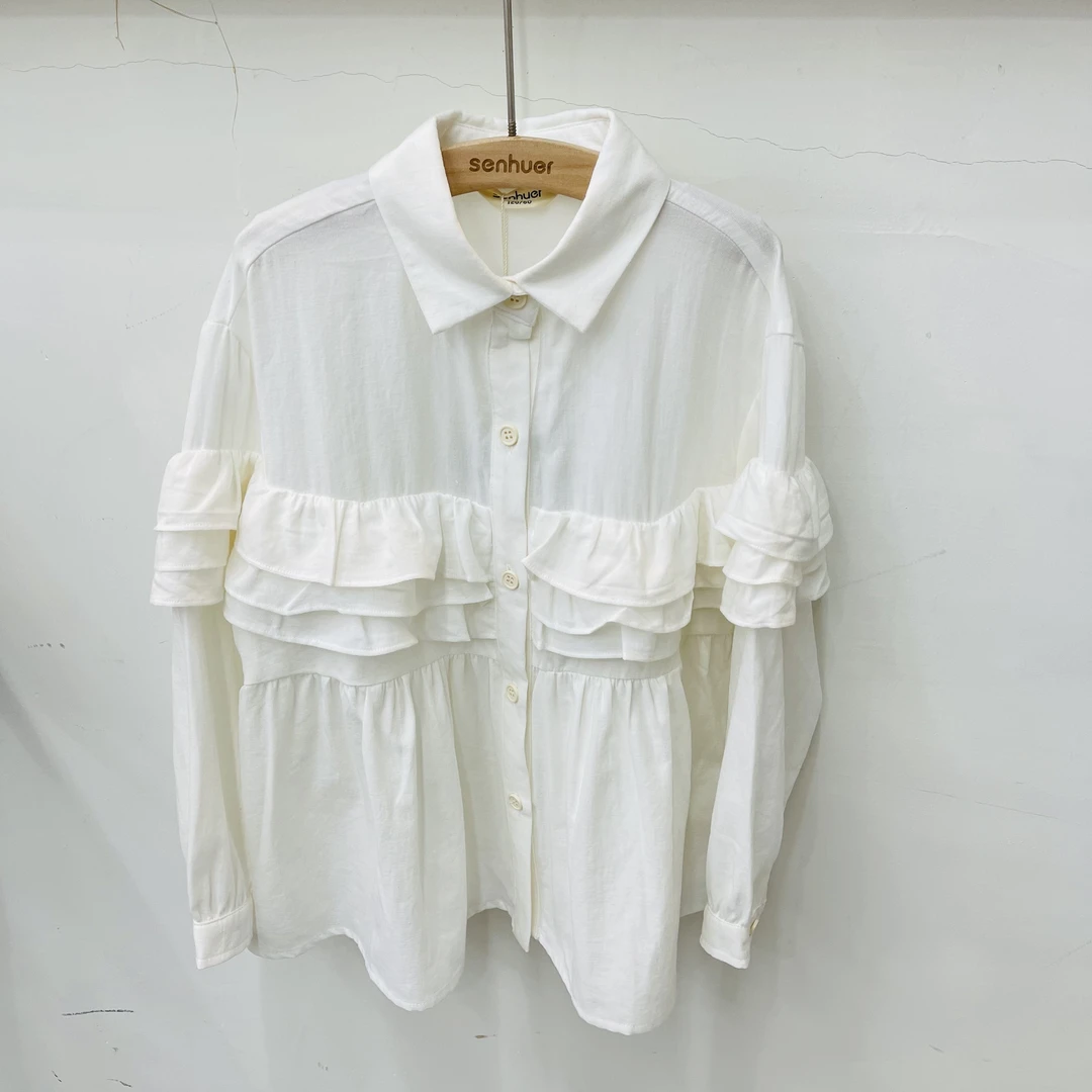 (三层重工荷叶边衬衣）100%纯棉秋季女童衬衣4121032039