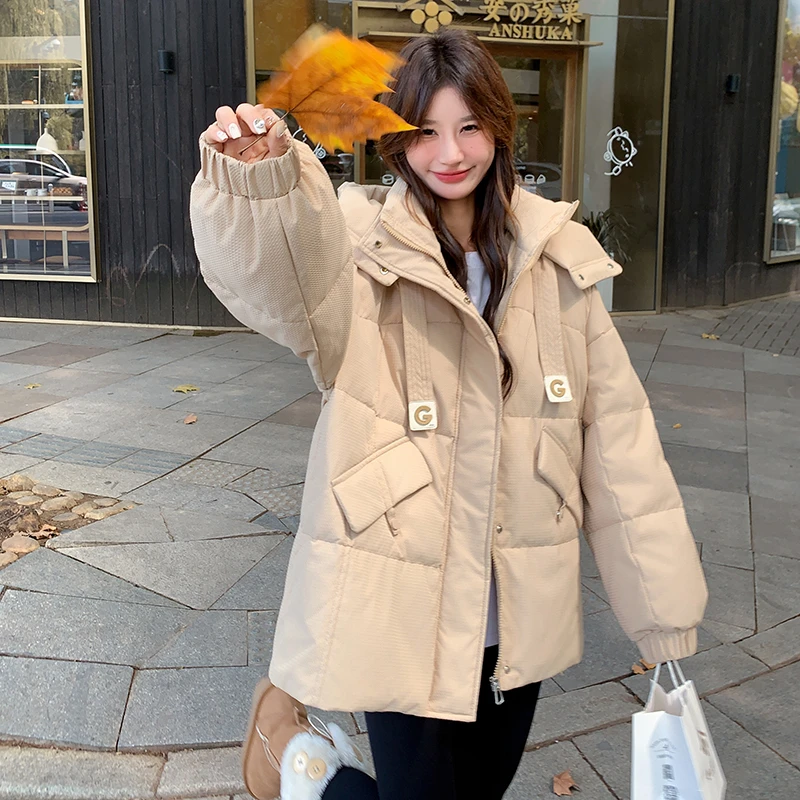 白鸭绒冬季新款外套连帽宽松加厚新款时尚洋气百搭女装羽绒服女